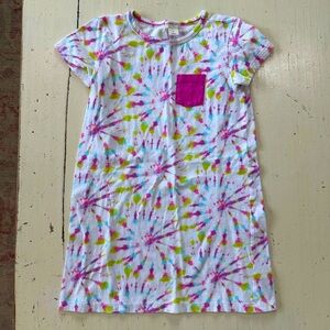Crewcuts size 6 tie dye dress with pink pocket